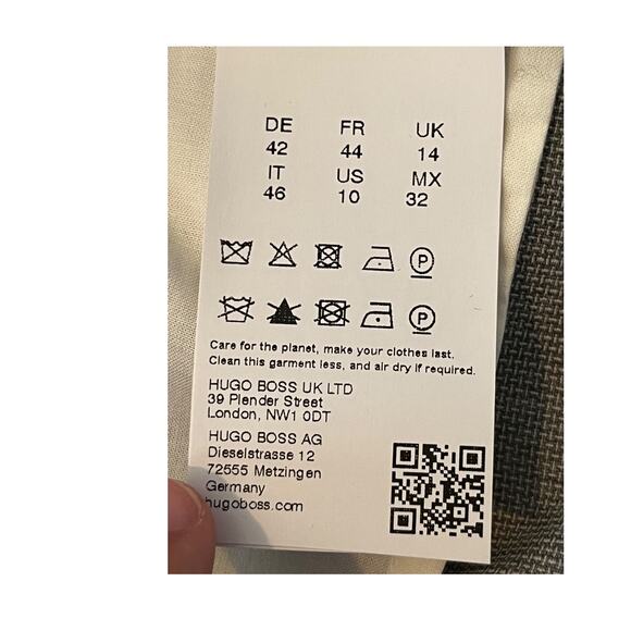 BOSS Hugo Boss pants Tasewa Slim Fit Stretch Wool Blend grey size 10 - Picture 7 of 7